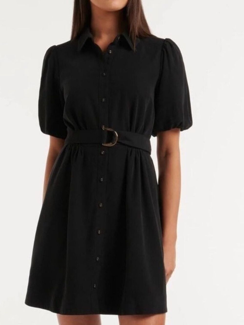 Ever New Elegant Black Mini Dress with  belt Gold Accent size 6